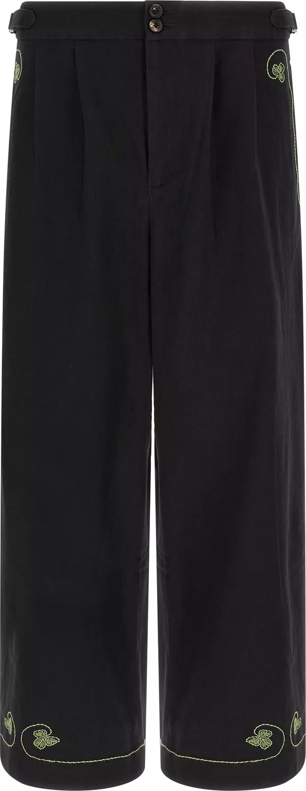 Black Cotton Casual Pants