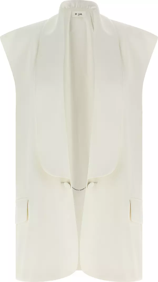 White Viscose Sleeveless Jacket
