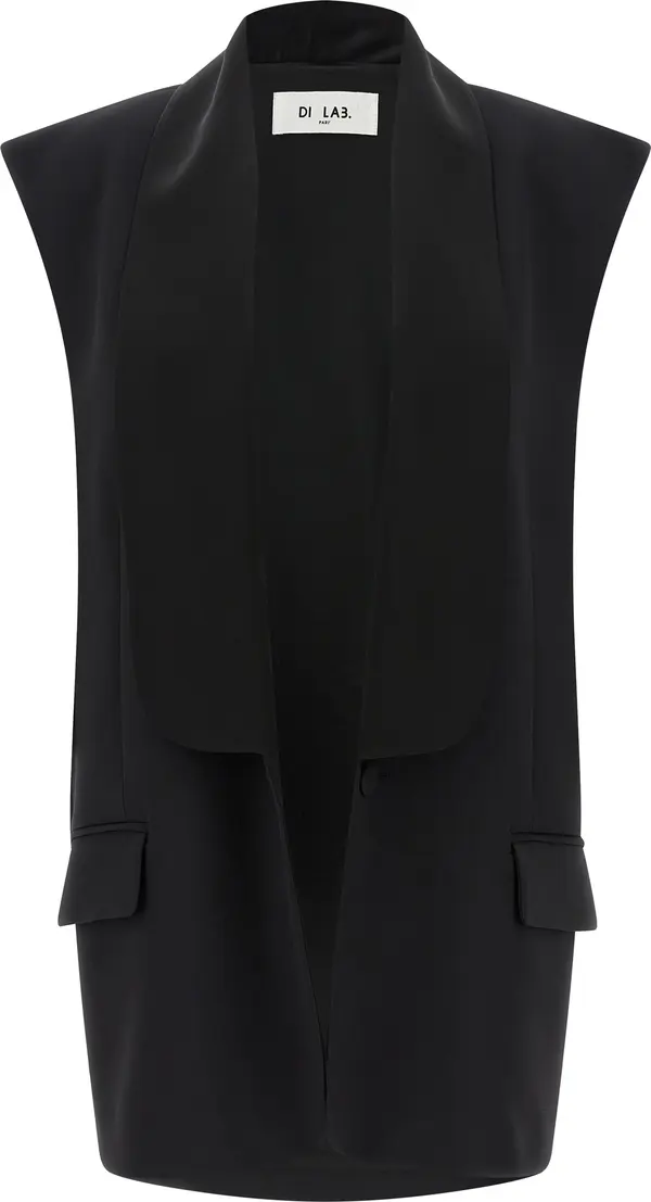 Black Viscose Sleeveless Jacket