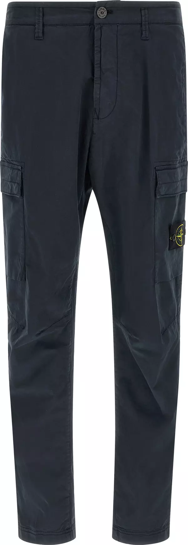 Blue Cotton Cargo Pants
