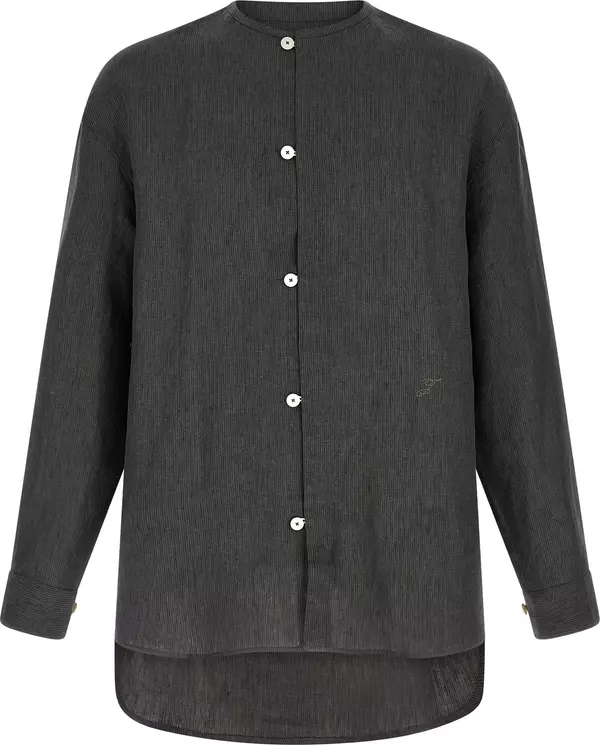 Gray Linen Blouse