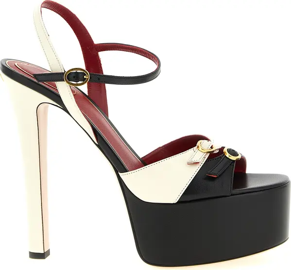 Bicolor Calfskin Stiletto Heel Sandals