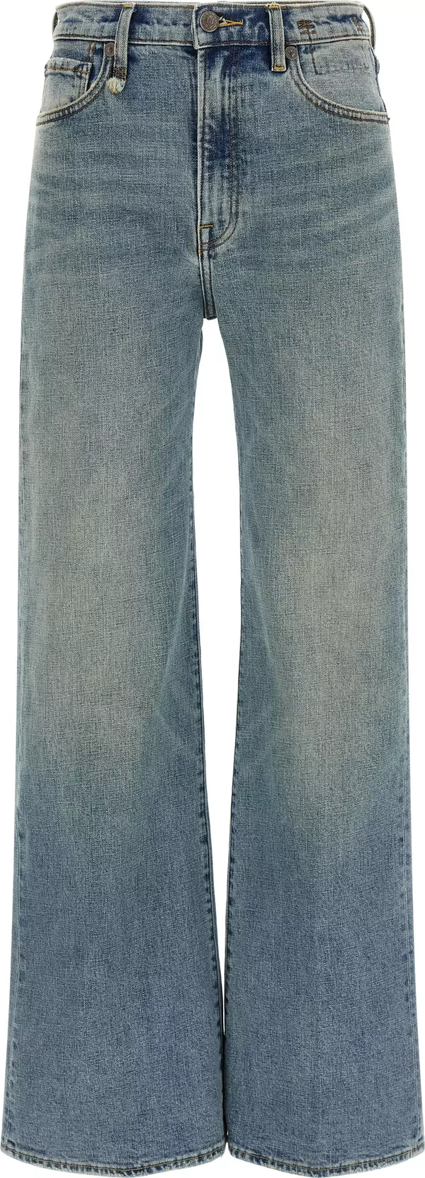 Blue Cotton Flared Jeans