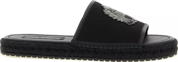 Black Cotton Slides