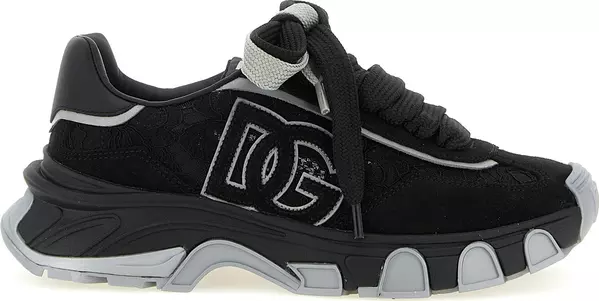 Black Polyamide Athletic Sneakers
