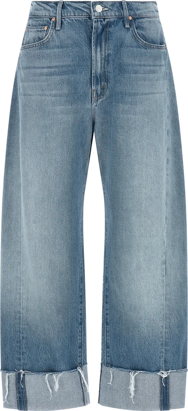 Blue Cotton Cropped Jeans