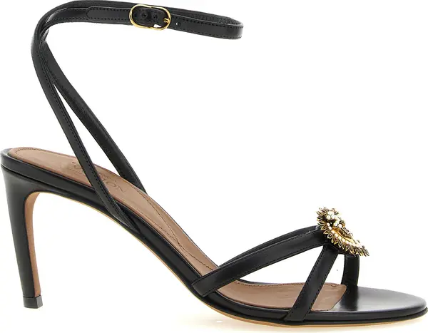 Black Calfskin Stiletto Heel Sandals