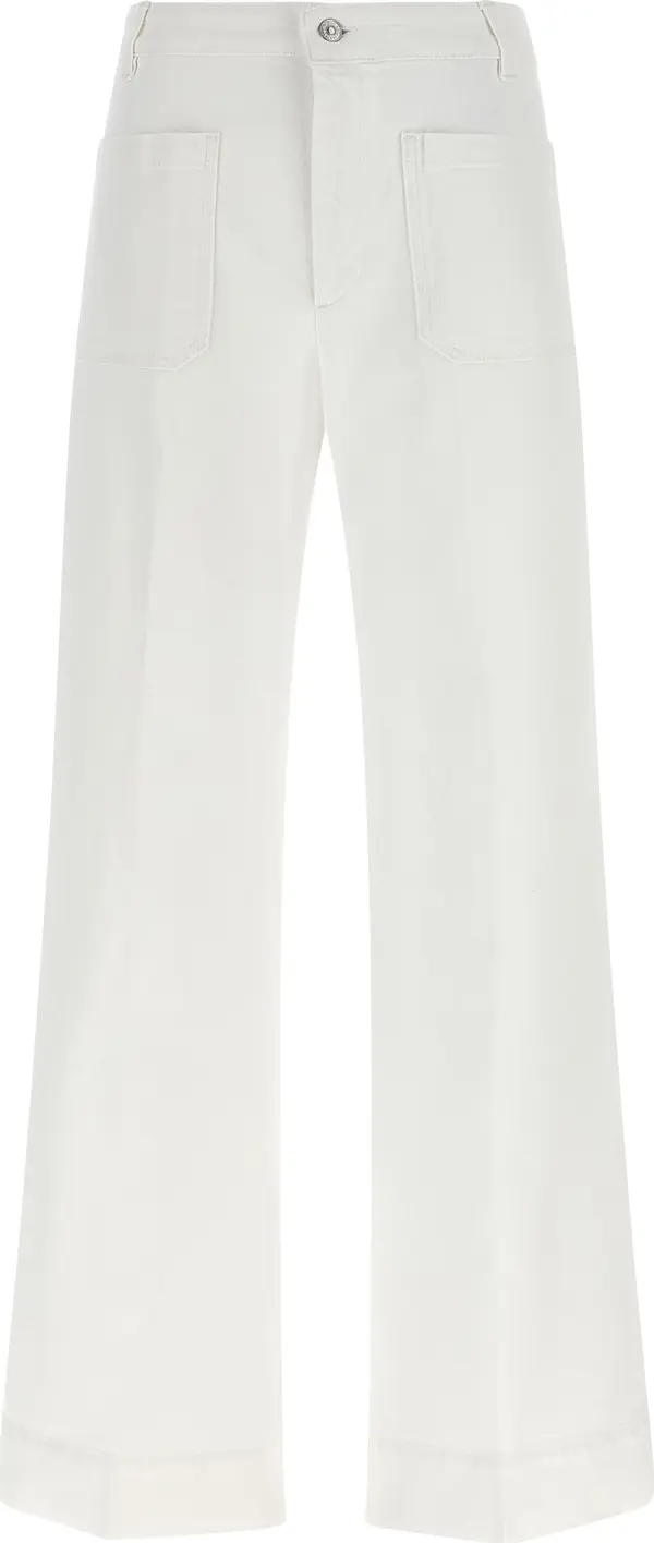 White Cotton Flared Jeans