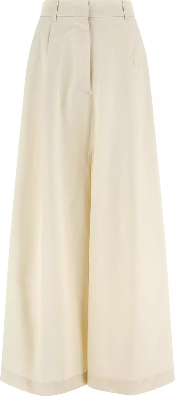 Beige Cotton Mini Skirt
