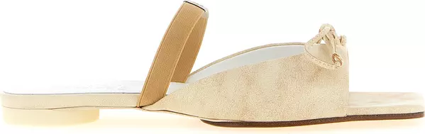 Beige Cowhide Slides