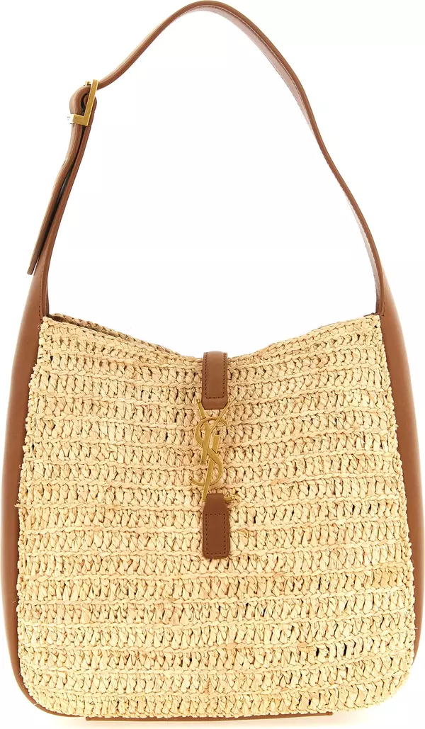 Beige Raffia Shoulder Bag