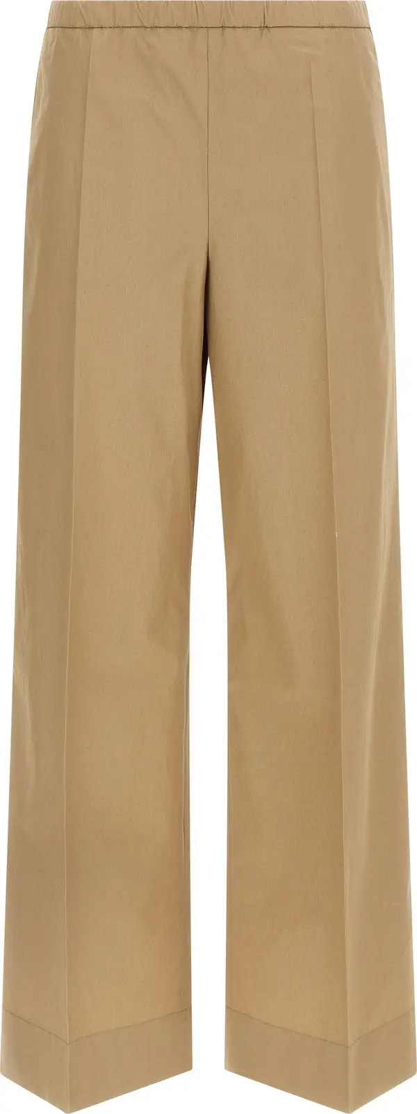 Beige Cotton Casual Pants