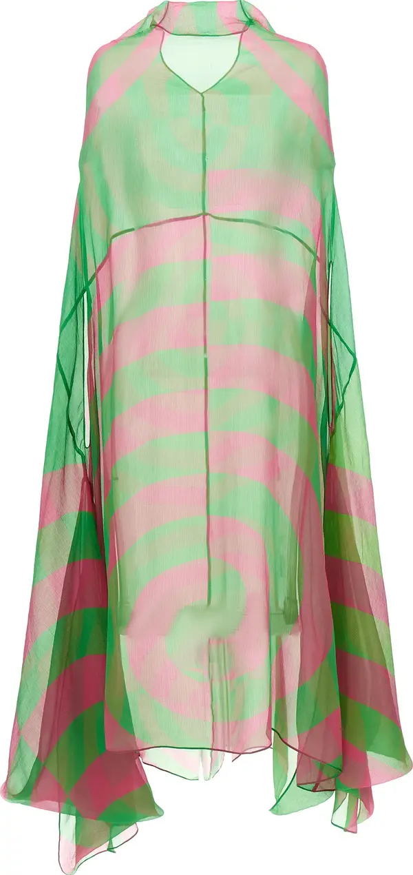 Bicolor Silk Midi Dress