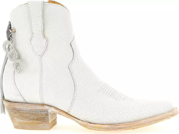 White Cowhide Chelsea Boots