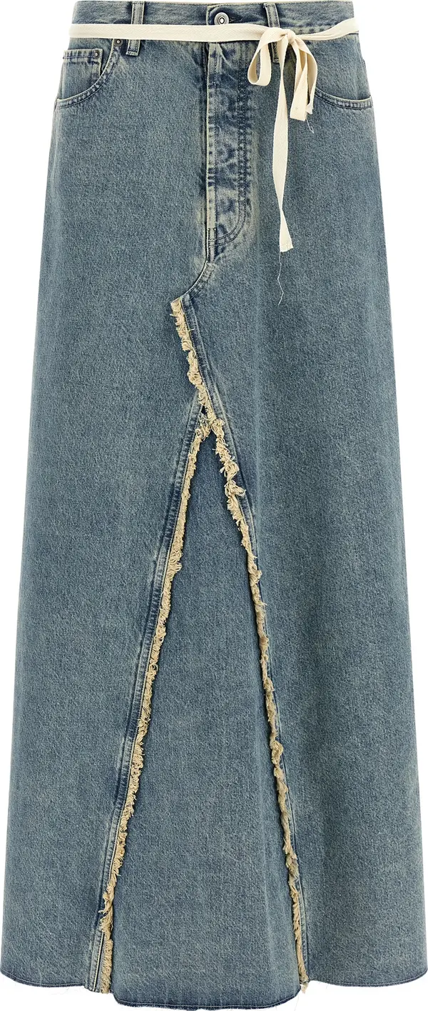 Blue Cotton Mini Skirt