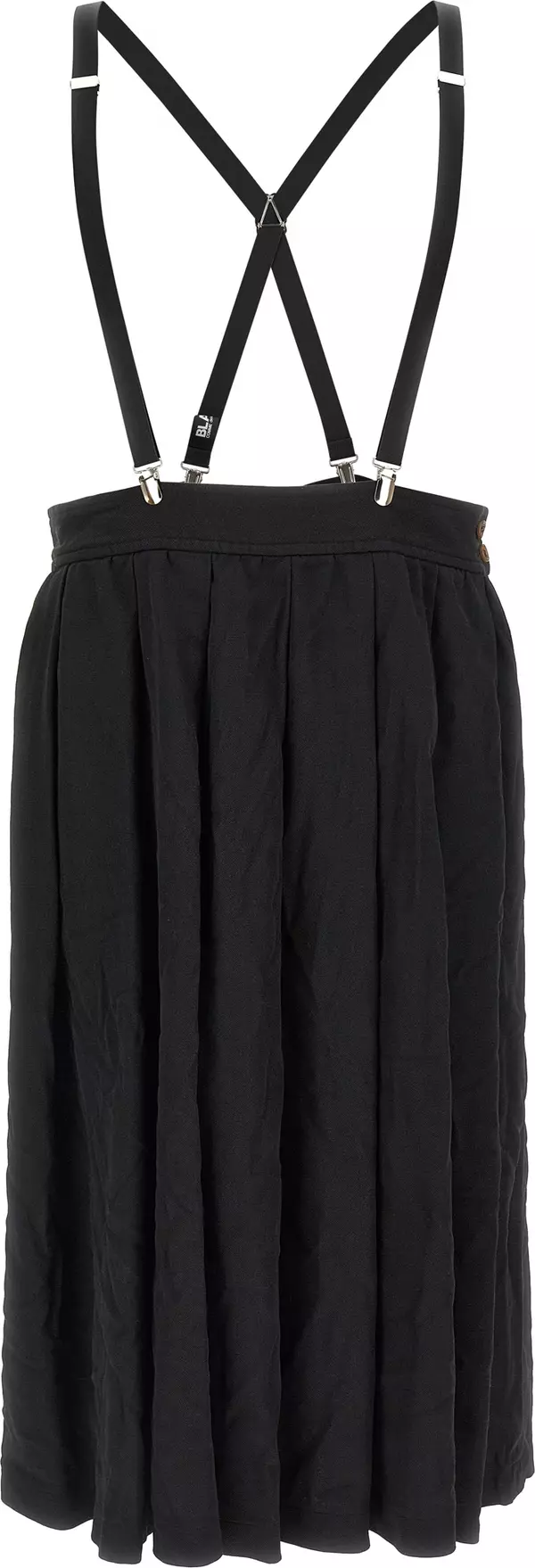 Black Polyester Midi Skirt