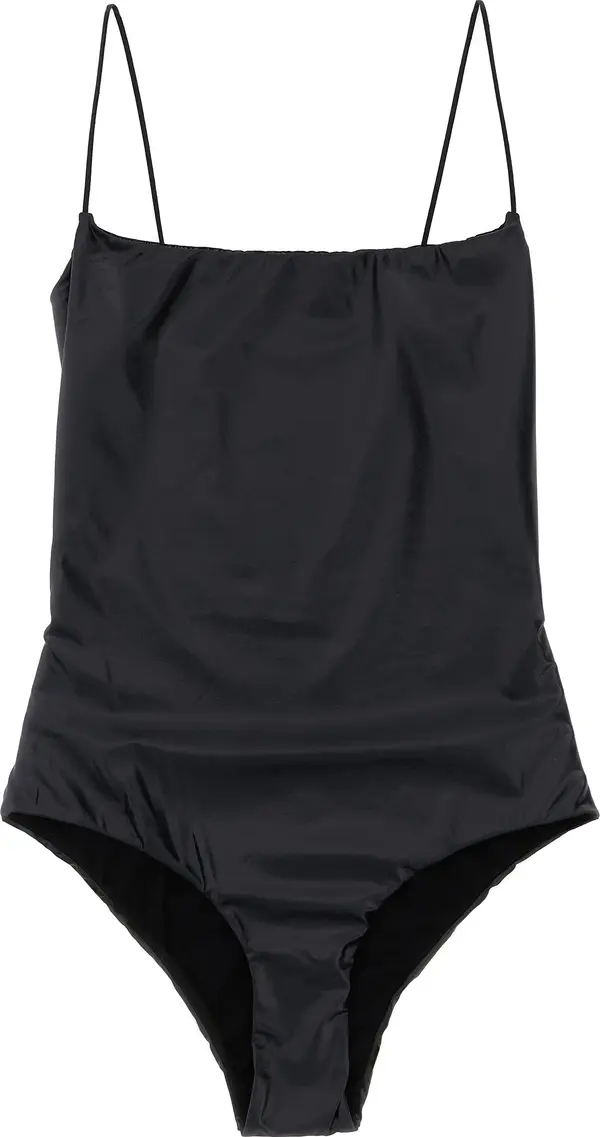 Black Polyester One-Piece Swimsuit