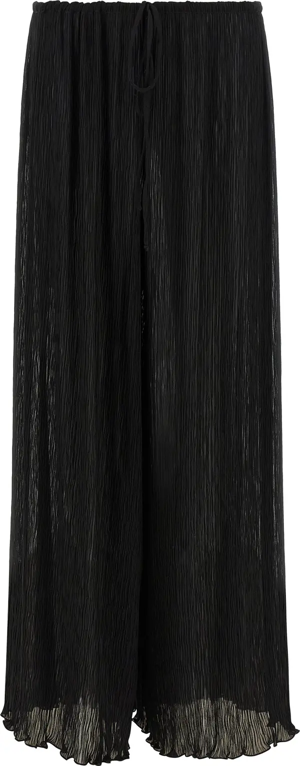 Black Polyester Casual Pants