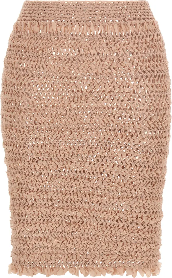 Multicolor Polyester Midi Skirt