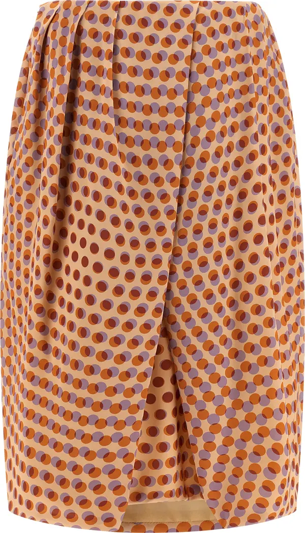 Multicolor Silk Midi Skirt