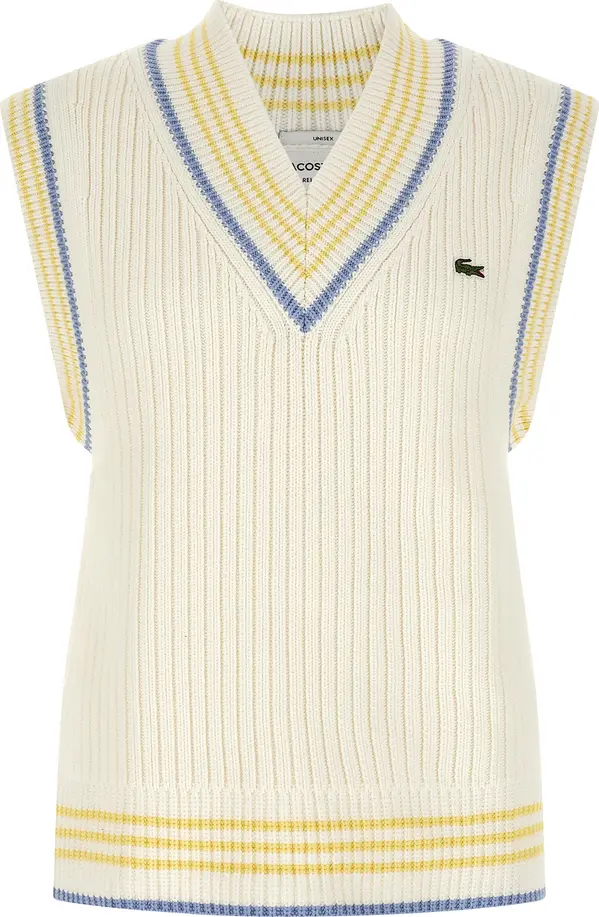 White Cotton Sleeveles Sweater