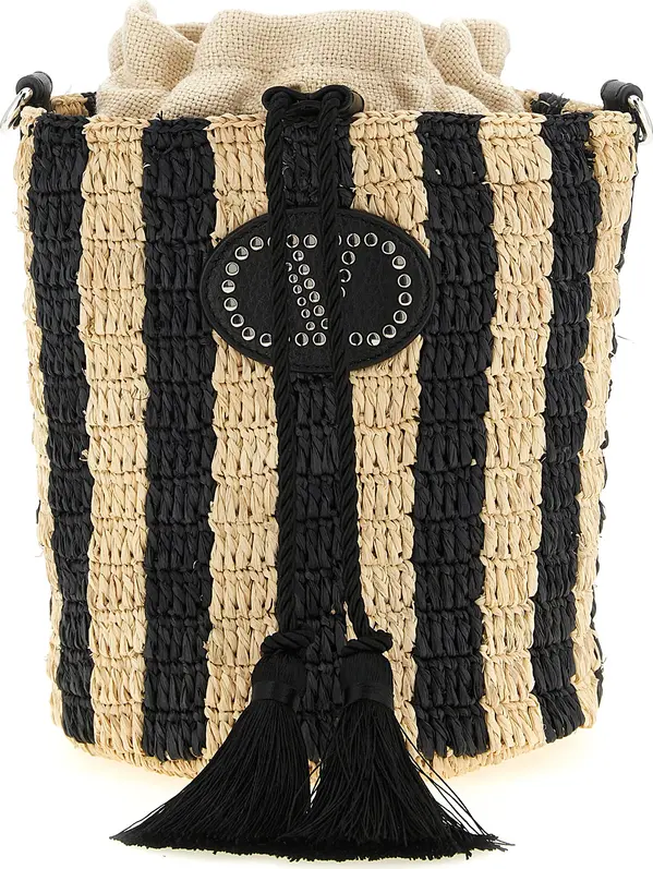 Black Straw Shoulder Bag