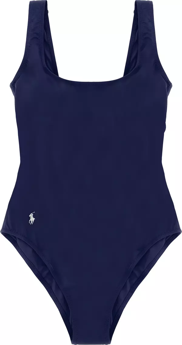 Blue Nylon One-Piece Swimsuit