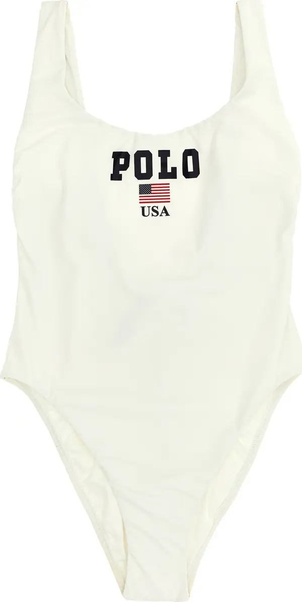 White Nylon One-Piece Swimsuit