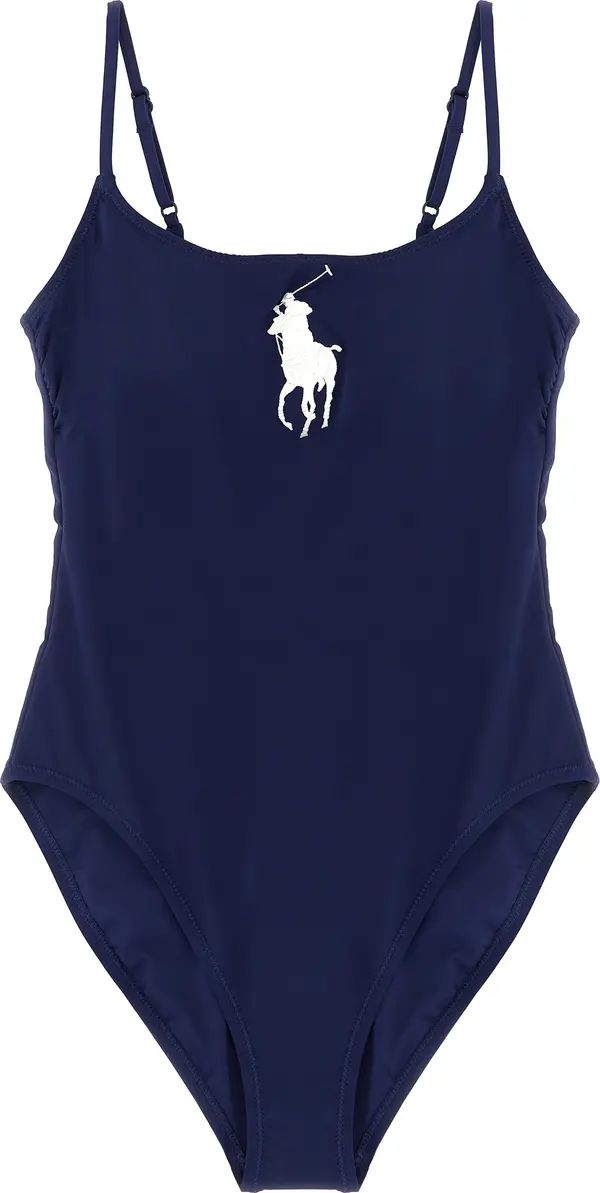 Blue Nylon One-Piece Swimsuit