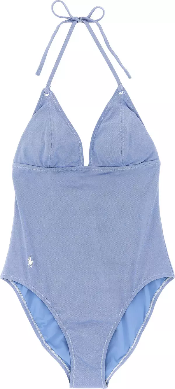 Blue Nylon One-Piece Swimsuit
