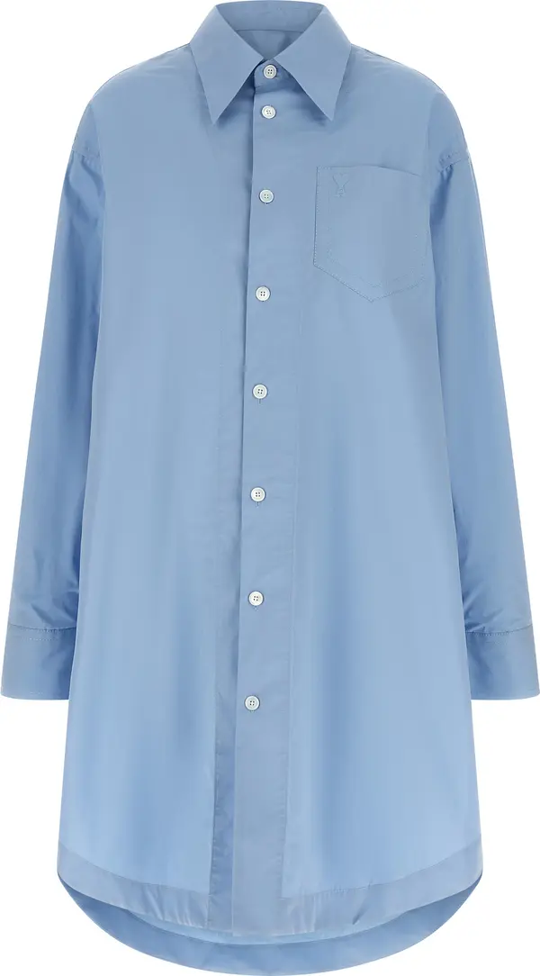 Blue Cotton Midi Dress