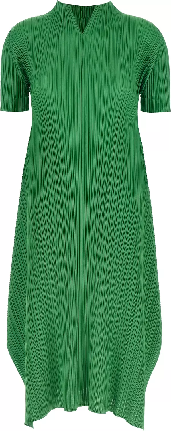 Bicolor Polyester Midi Dress