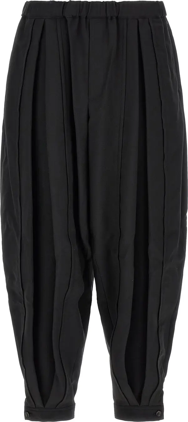 Black Polyester Casual Pants