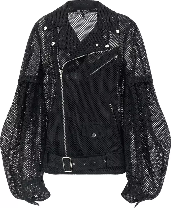 Black Polyester Biker Jacket