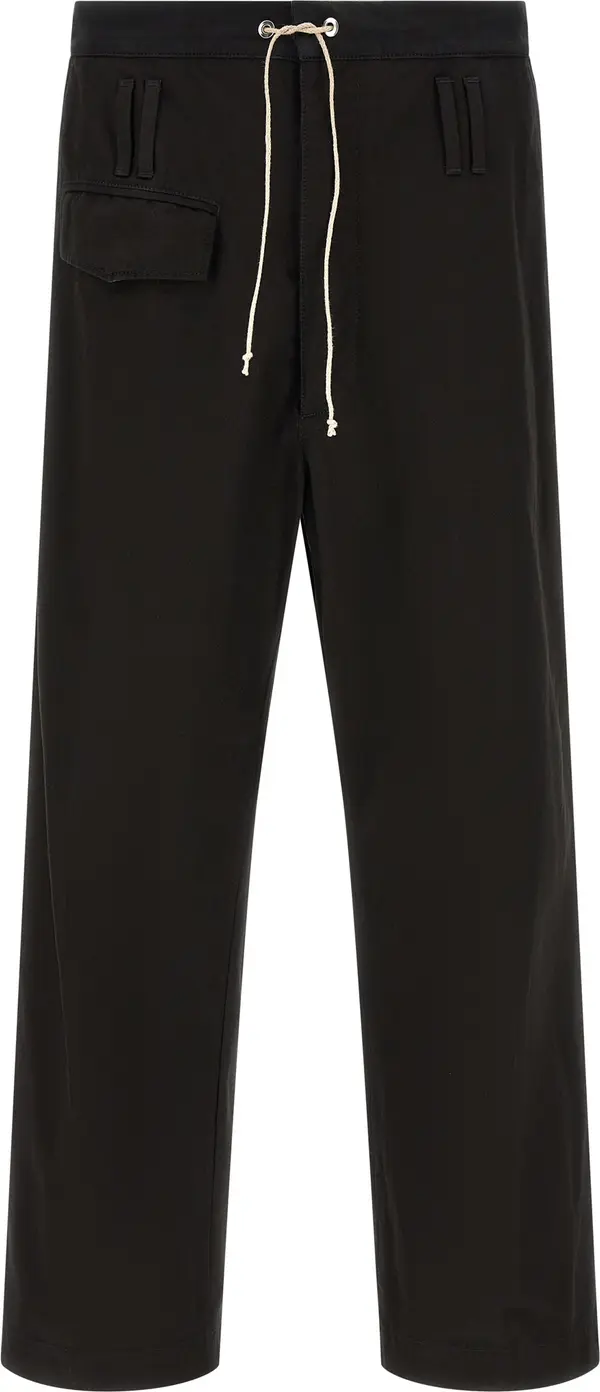 Black Cotton Casual Pants