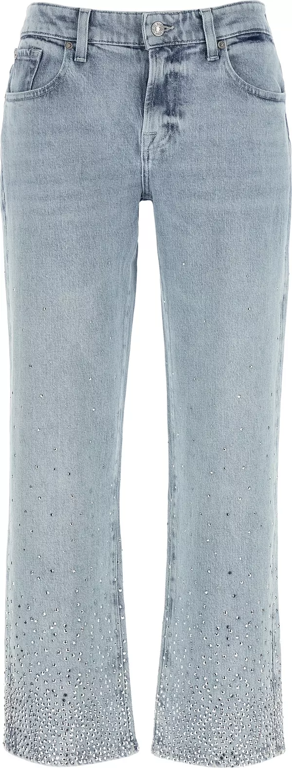 Blue Cotton Straight-Leg Jeans