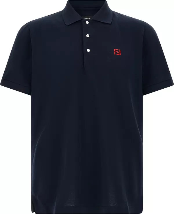 Blue Cotton Polo Shirt