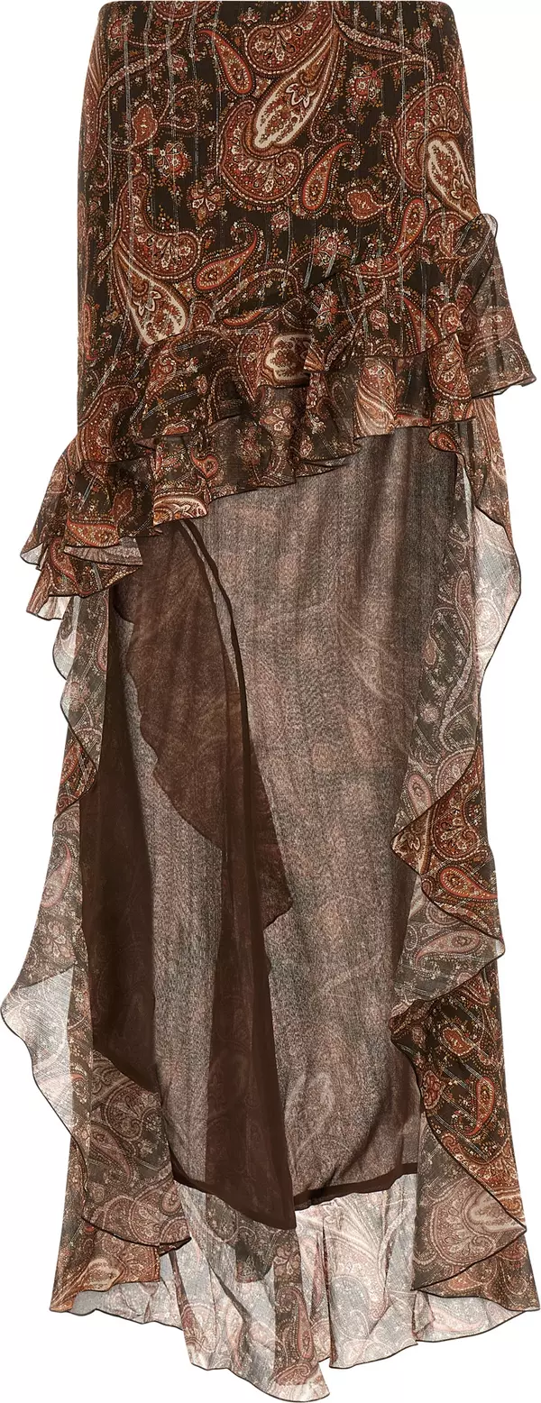 Brown Viscose Mini Skirt
