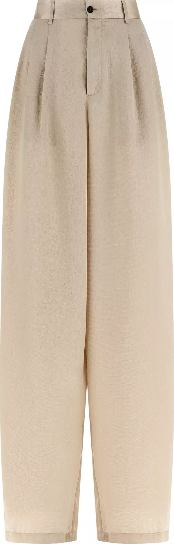 Beige Polyester Casual Pants