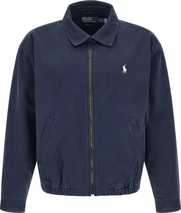 Blue Cotton Full-Length Jacket