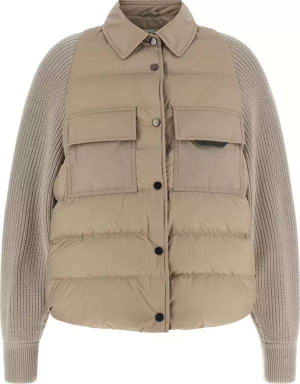Beige Polyester Shell Jacket