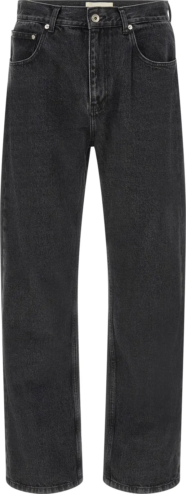 Black Cotton Straight-Leg Jeans
