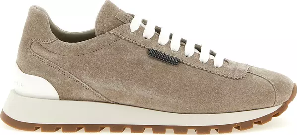 Beige Calfskin Athletic Sneakers