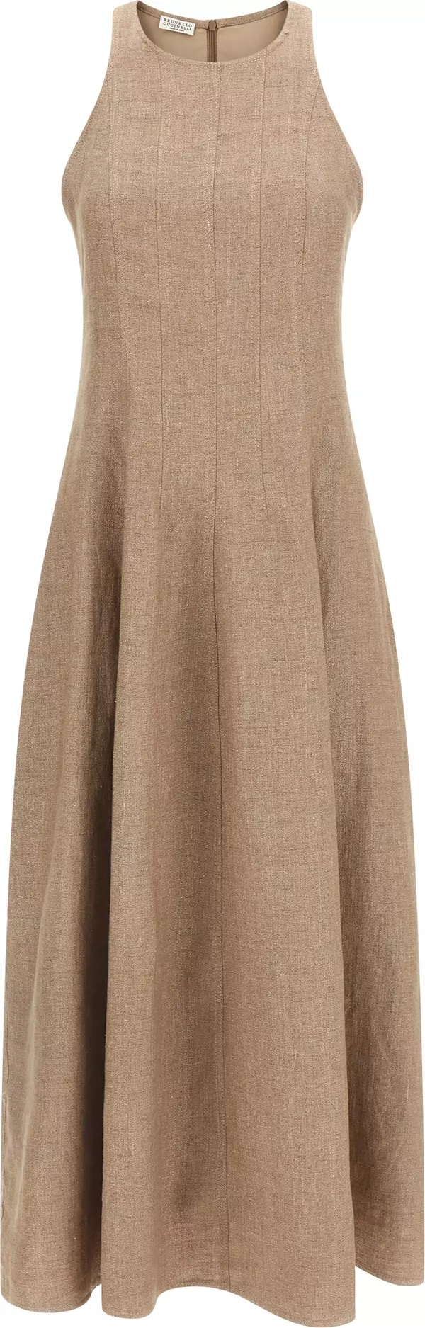 Beige Linen Long Dress