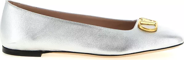 Silver Lamb Leather Ballet Flats