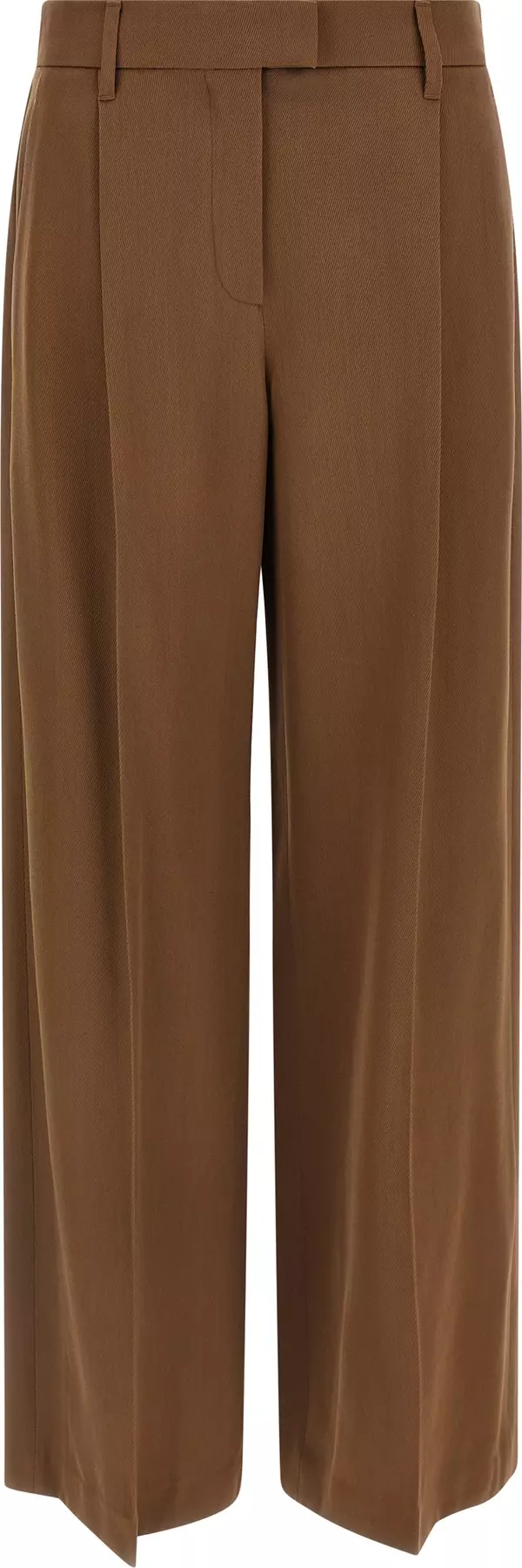 Brown Virgin Wool Casual Pants
