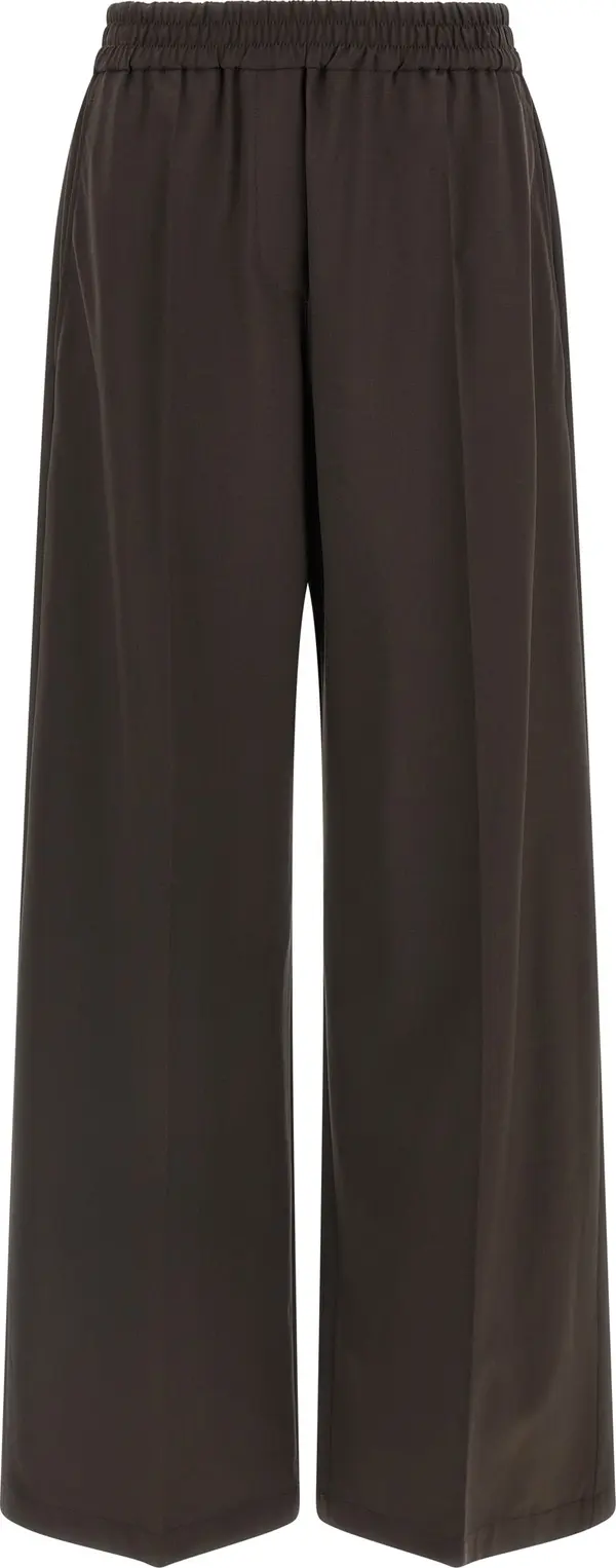 Brown Virgin Wool Casual Pants