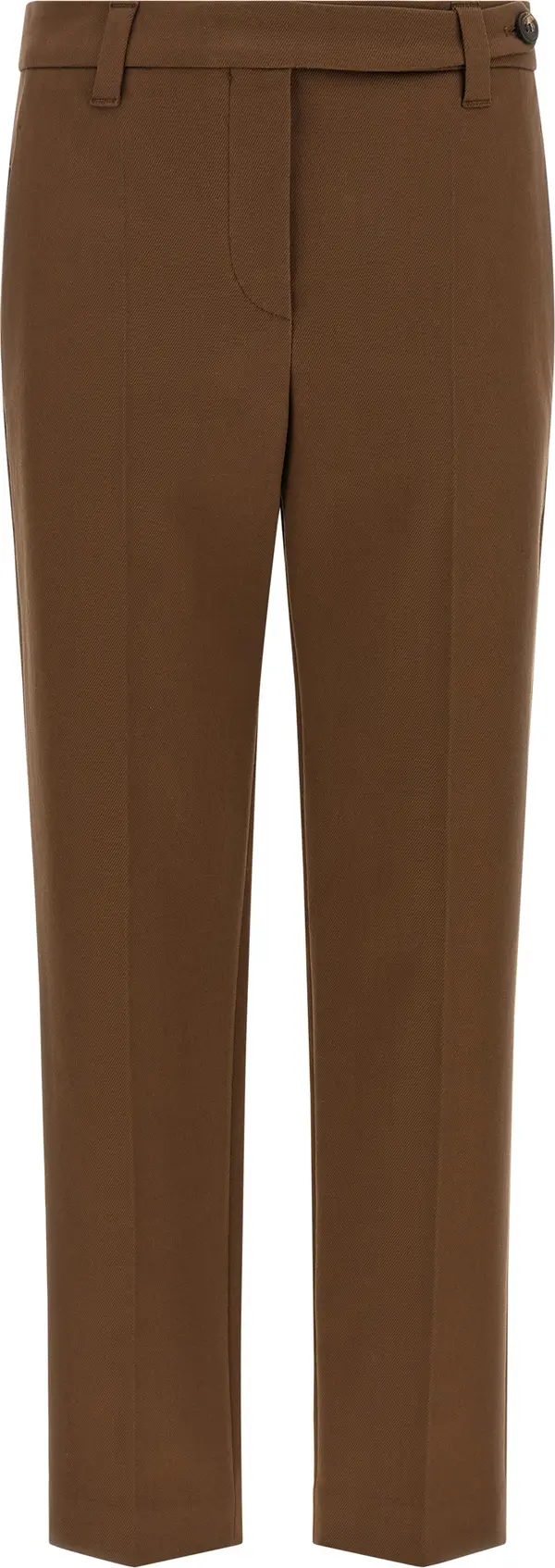 Brown Cotton Cropped Pants