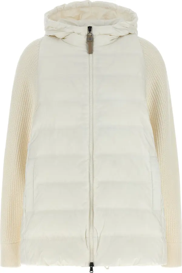 White Polyester Full-Length Jacket