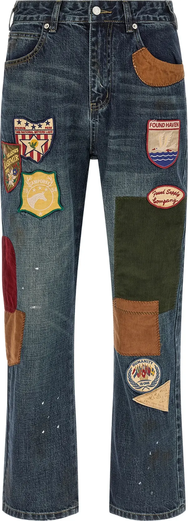 Blue Cotton Straight-Leg Jeans